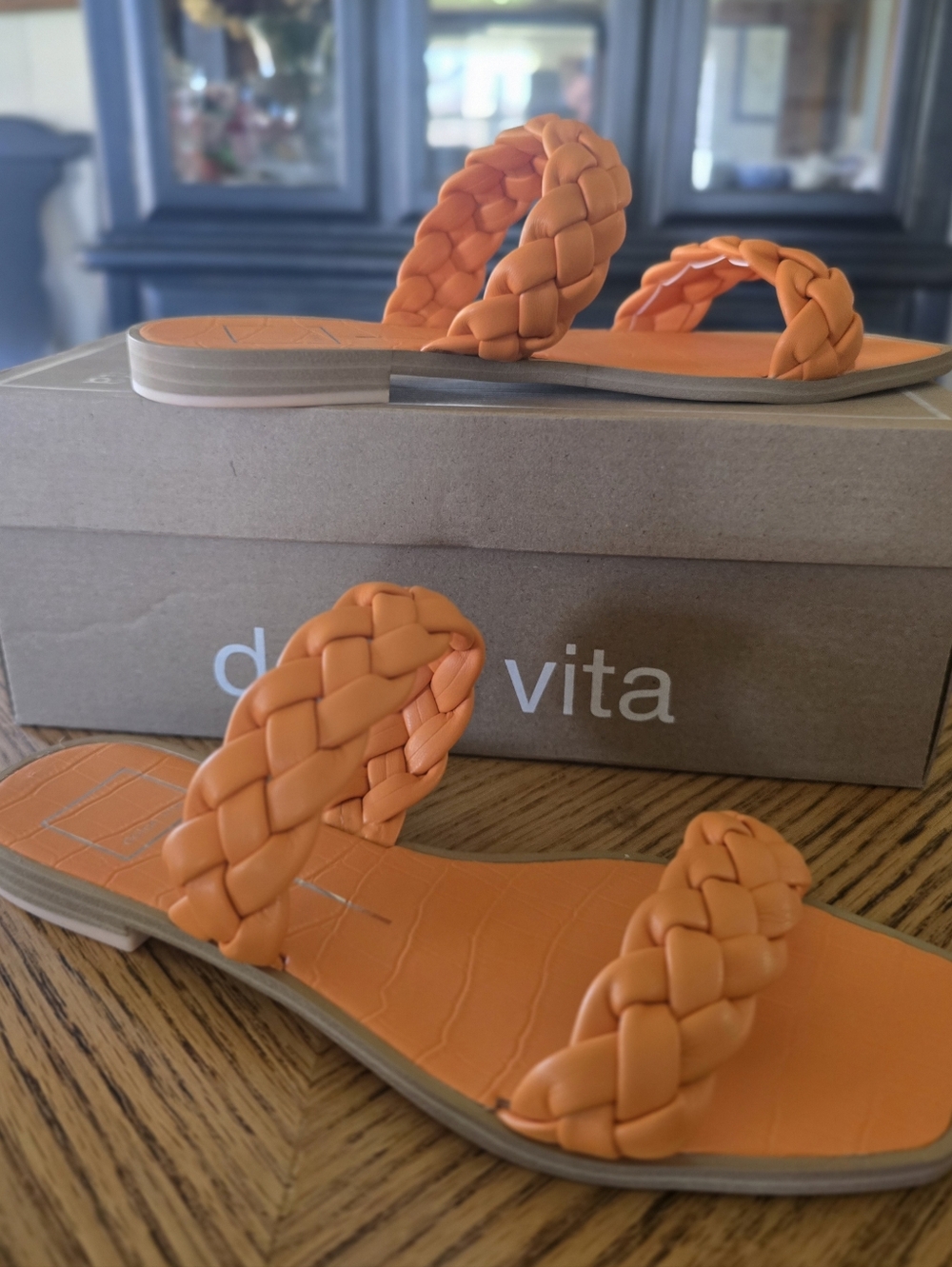 Dolce Vita Orange Braided Double-Strap Slide Sandals. Never Worn - New In Box